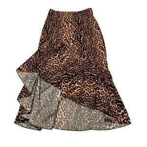 Cheetah Patterned Asymmetrical Ruffled Skirt